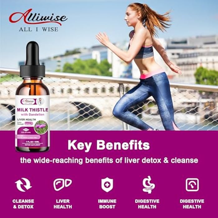 Alliwise Liver Health Support Liquid 2 Pack,600mg Milk Thistle 80% Silymarin Extract & 250mg Dandelion Root Extract, Liver Cleanse Detox & Repair Fatty Liver Formula, Vegan, Non-GMO and All-Natural - Image 4