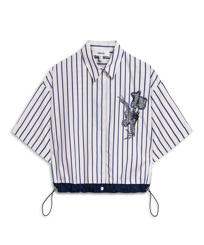 Ipekyol  Embroidered Stripe Poplin Shirt for Women | Best Price UAE