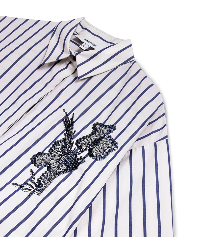 Ipekyol  Embroidered Stripe Poplin Shirt for Women | Best Price UAE