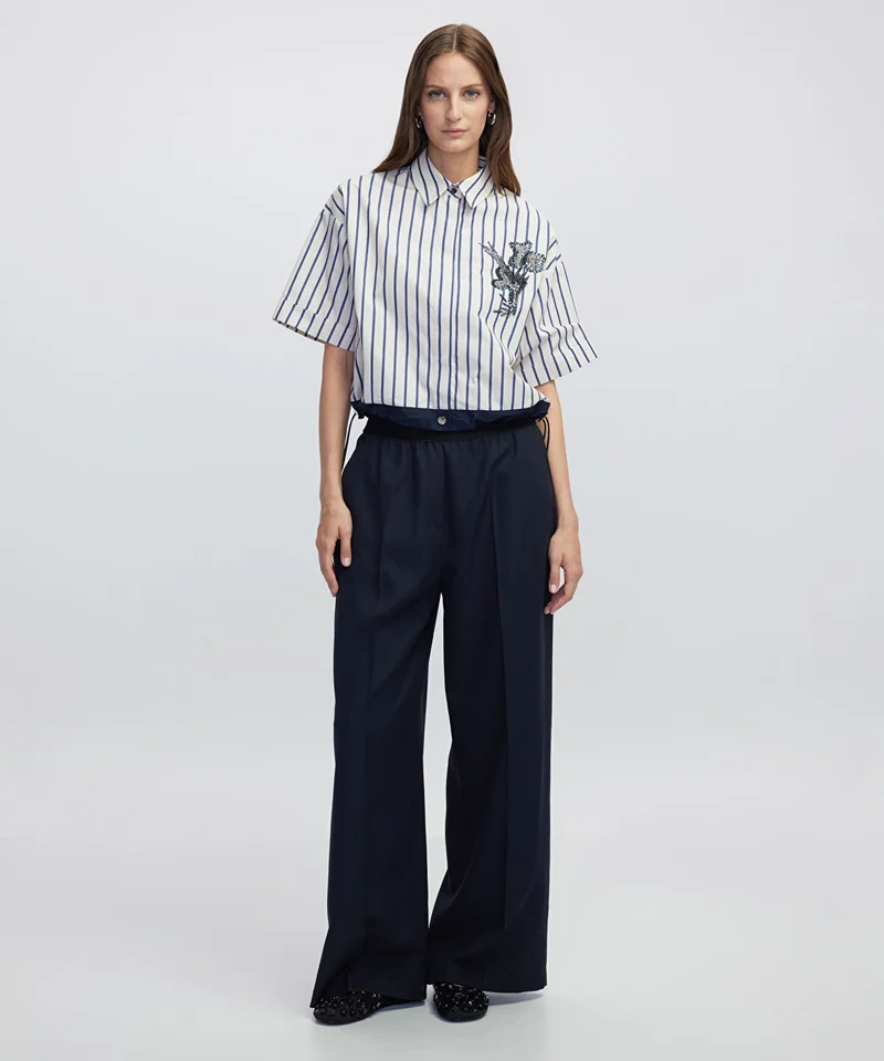 Ipekyol  Embroidered Stripe Poplin Shirt for Women | Best Price UAE