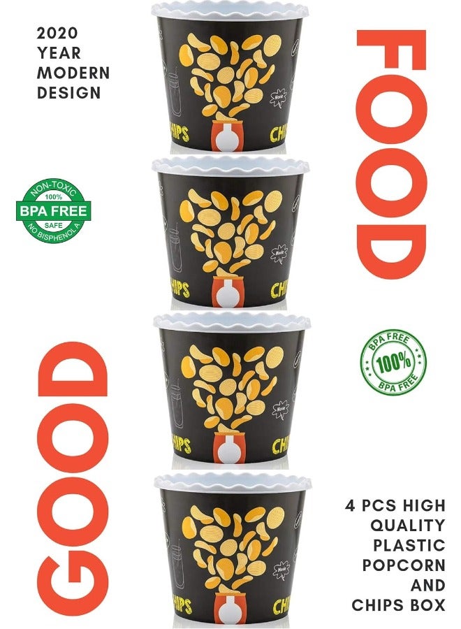 Dunya Plastik Dunia Popcorn Bucket - 2200 ML Capacity - Black Design - BPA-Free | Lead-Free  - Image 4
