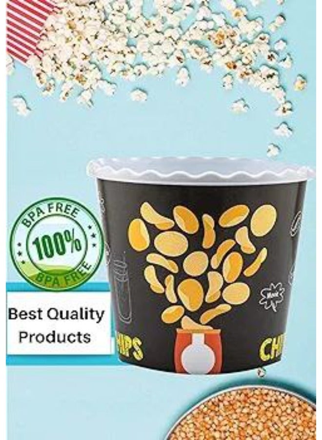 Dunya Plastik Dunia Popcorn Bucket - 2200 ML Capacity - Black Design - BPA-Free | Lead-Free  - Image 2
