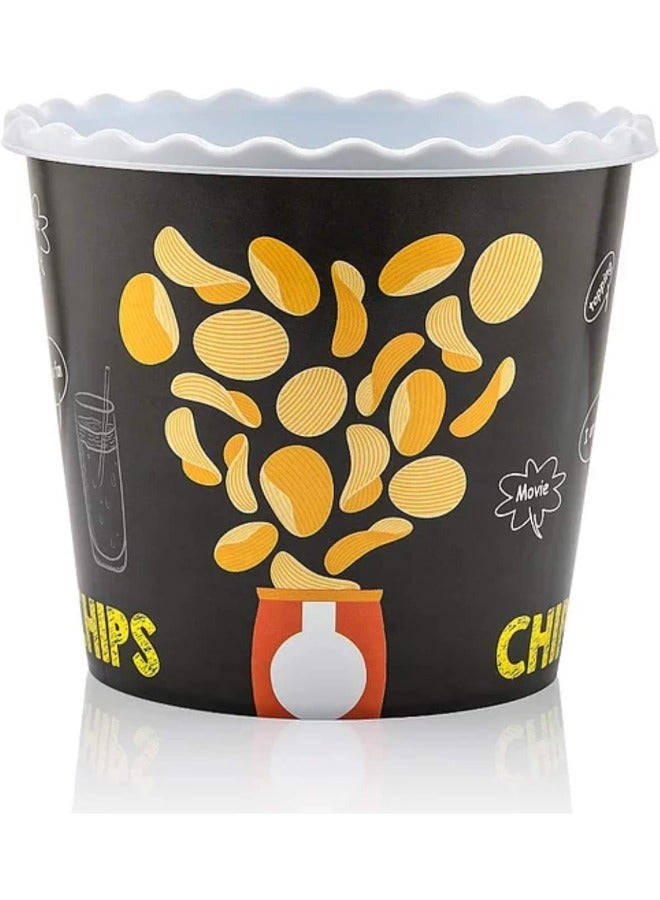 Dunya Plastik Dunia Popcorn Bucket - 2200 ML Capacity - Black Design - BPA-Free | Lead-Free  - Image 1