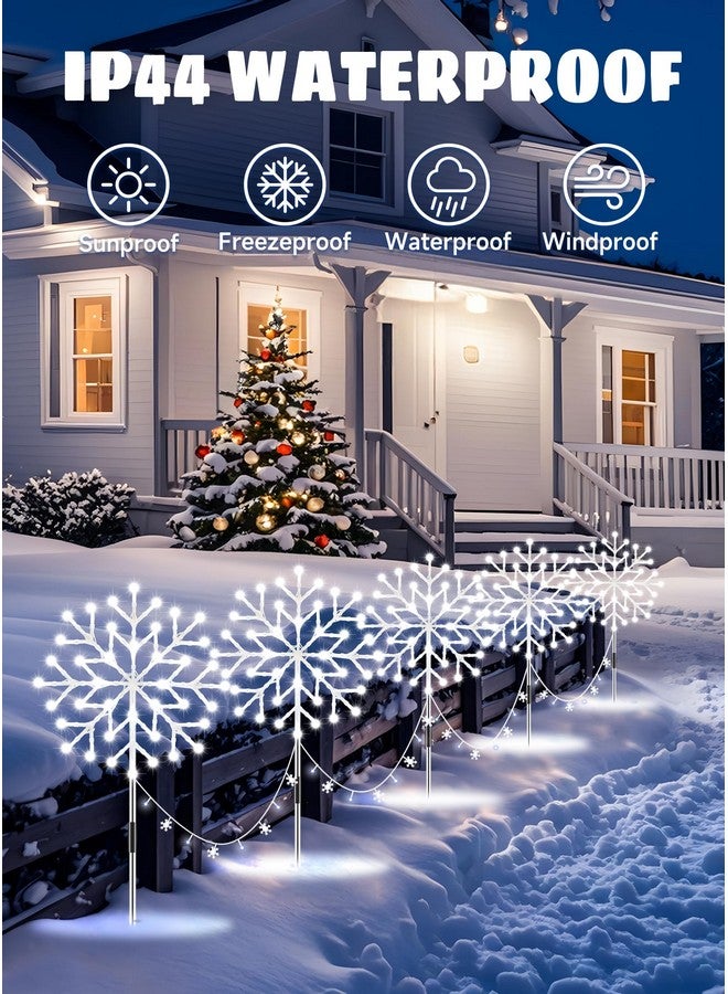 MineTom Snowflake Lights Outdoor, 10 Large Snowflake Christmas Pathway Lights Outdoor Christmas Decorations Yard Sidewalk Walkway Driveway Marker Stake, White  - Image 3
