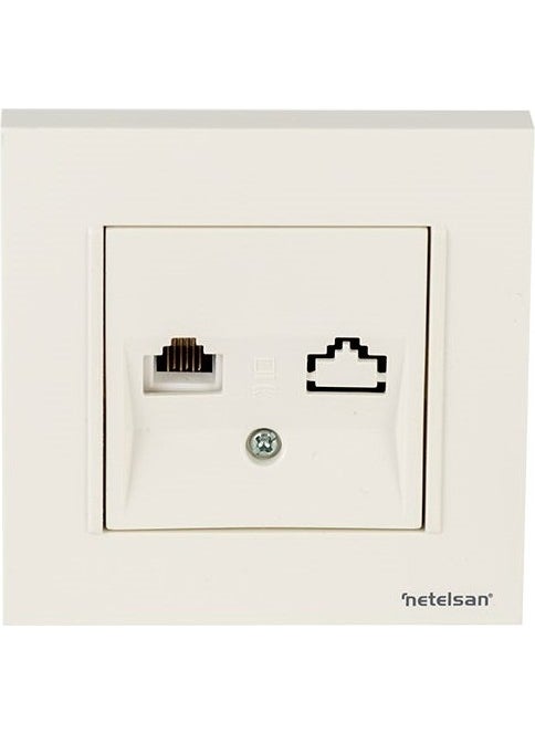 Netelsan Byobu White Telephone Numeris Socket (Cat3) Framed 