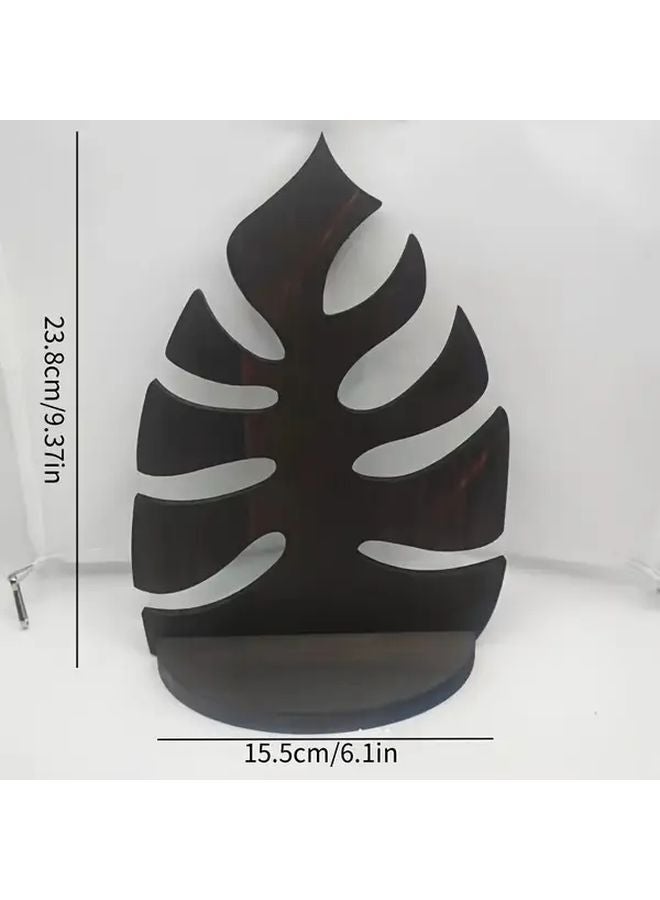 Brown Wooden Leaf Wall Shelf Multi Tiered Storage Wall Mounted Organizer for Plants - Image 4