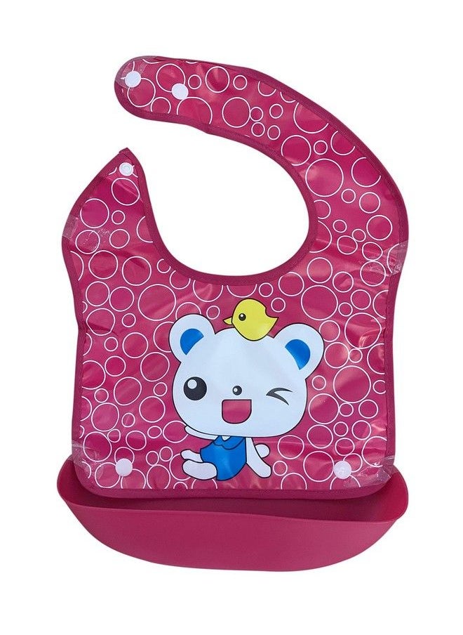 The Little Lookers Waterproof Washable Plastic Printed Baby Bib Apron;Double Layered Pvc For Fast Drying With Snap Button & Removable Tray (0 3Years) (Pack Of 1)  - Image 1