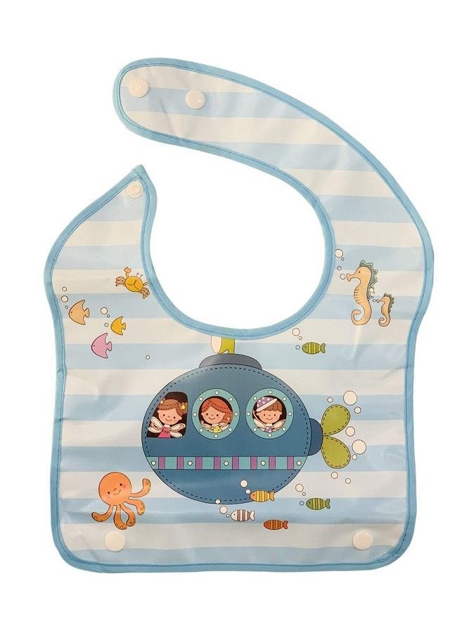 The Little Lookers Waterproof Washable Plastic Printed Baby Bib Apron;Double Layered Pvc For Fast Drying With Snap Button & Removable Tray (0 3Years) (Pack Of 1)  - Image 4