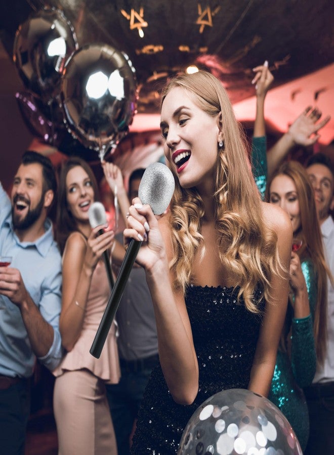 Haconba مجموعة هاكونبا المكونة من 8 ميكروفونات لعبة بلاستيكية لامعة مزيفة، دعامة مسرحية للأزياء التنكرية، دعامة تنكرية لحفلات أعياد الميلاد وحفلات الديسكو (مجموعة ألوان 3) - Image 3