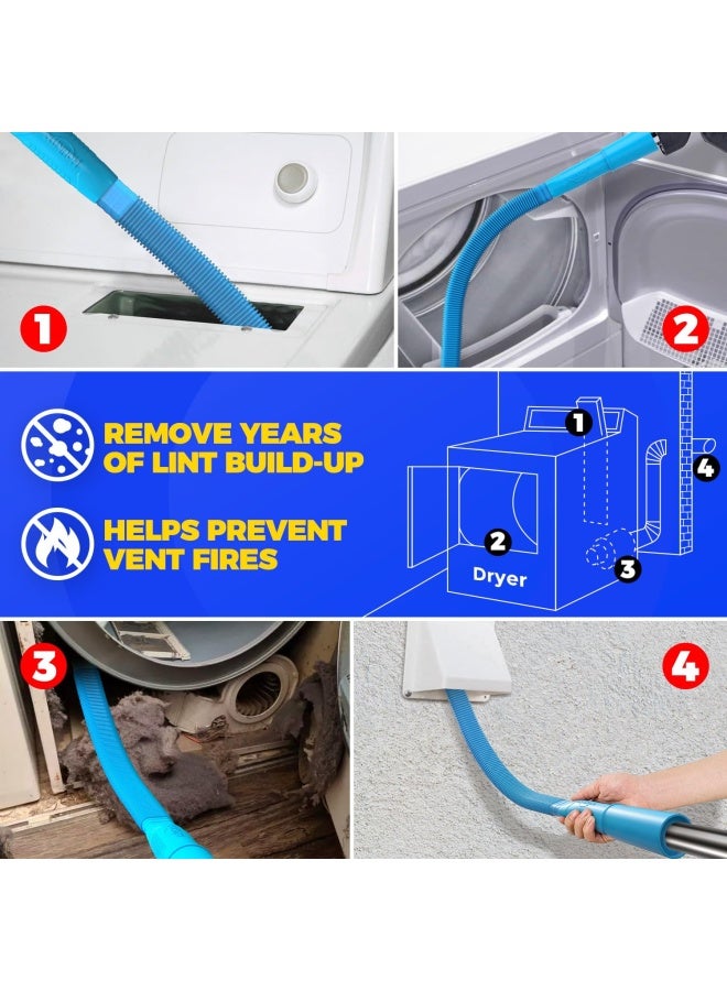 Holikme Dryer Vent Cleaner Kit Vacuum Hose Attachment Brush Lint Remover Dryer Vent Vacuum Hose Blue  - Image 4