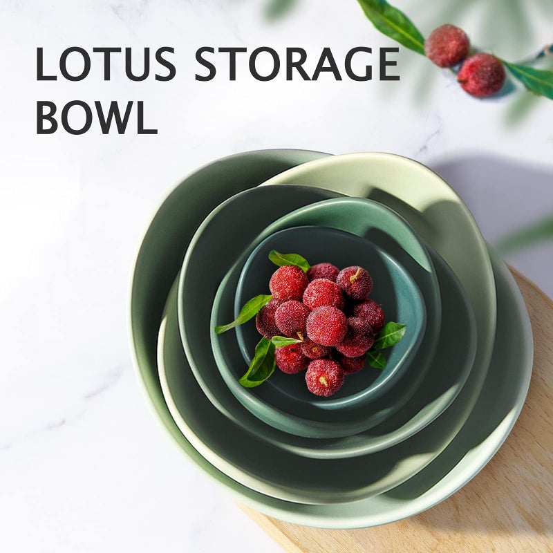 Notakia Salad Decorative Bowls Lotus Shaped Pasta Bowls Dishwasher Safe, Unique Angled Ceramic Bowls for Salad, Pasta, Soup, Rice, Prep, Ideal for Restaurant (Green) - Image 2