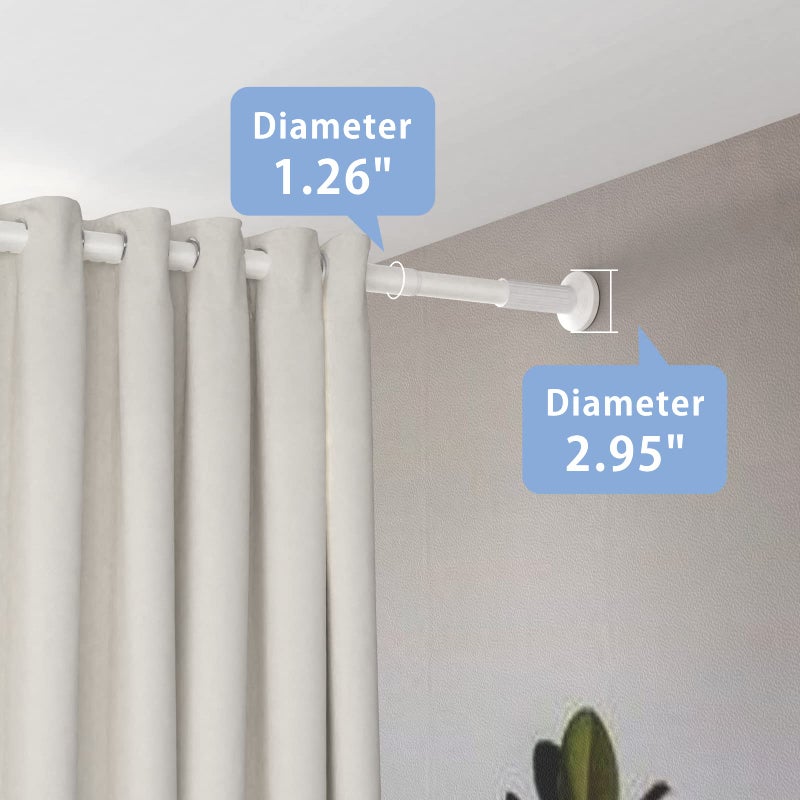 Umimile Tension Curtain Rod, 51-126 inches Adjustable Spring Shower Tension Curtain Rod, Stainless Steel Closet Rod for Windows or Shower, No Drilling, No Rust, Easy to Install, White - Image 3
