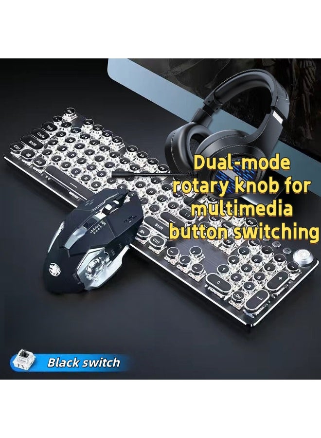 Gaming mechanical keyboard with headphones and mouse, USB wired, LED ergonomic macro key keyboard, suitable for PC computers - Image 1