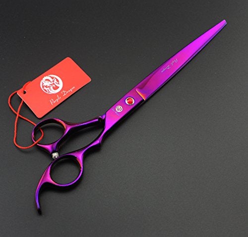 Purple Dragon 8 inch 3 in 1 Professional Pet Grooming Thinning Scissors Upward Curved Shears and Dog Hair Cutting Scissor Perfect for Pet Groomer or Family DIY Use Purple - Image 3