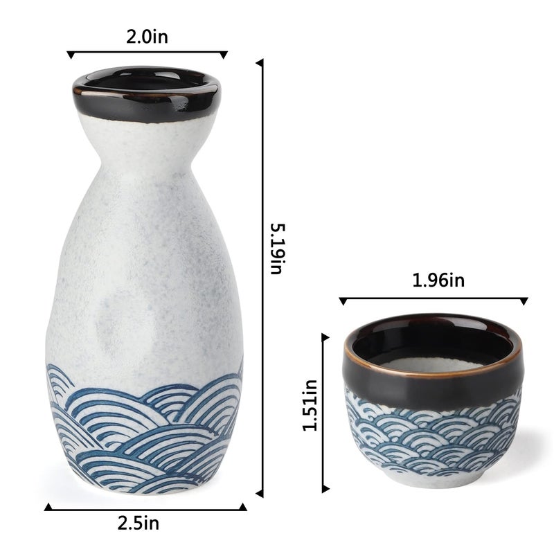 forkmannie Sake Set Ceramic Japanese Sake Set Of 7 Include 1 Sake Bottle 6 Sake Cups For Hot Or Cold Sake At Home Or Restaurant - Image 2