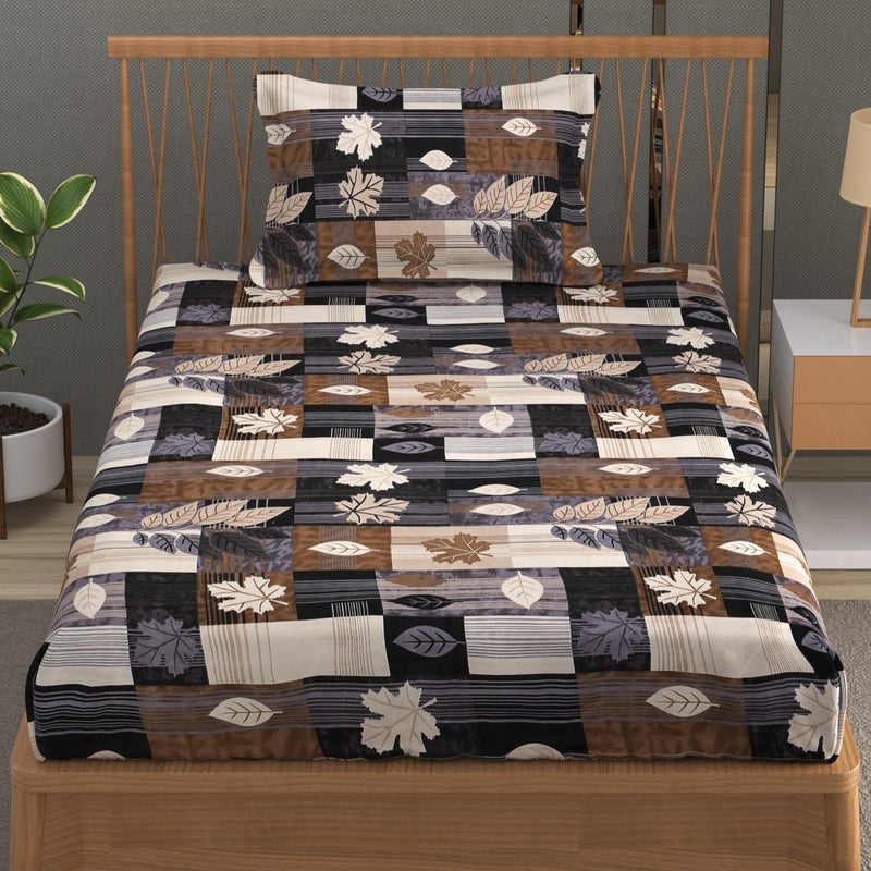 Furnofy 120 GSM Polycotton Single Bedsheet (60x90 inches) with 1 Pillow Cover - Flat, Multicolor - Image 1