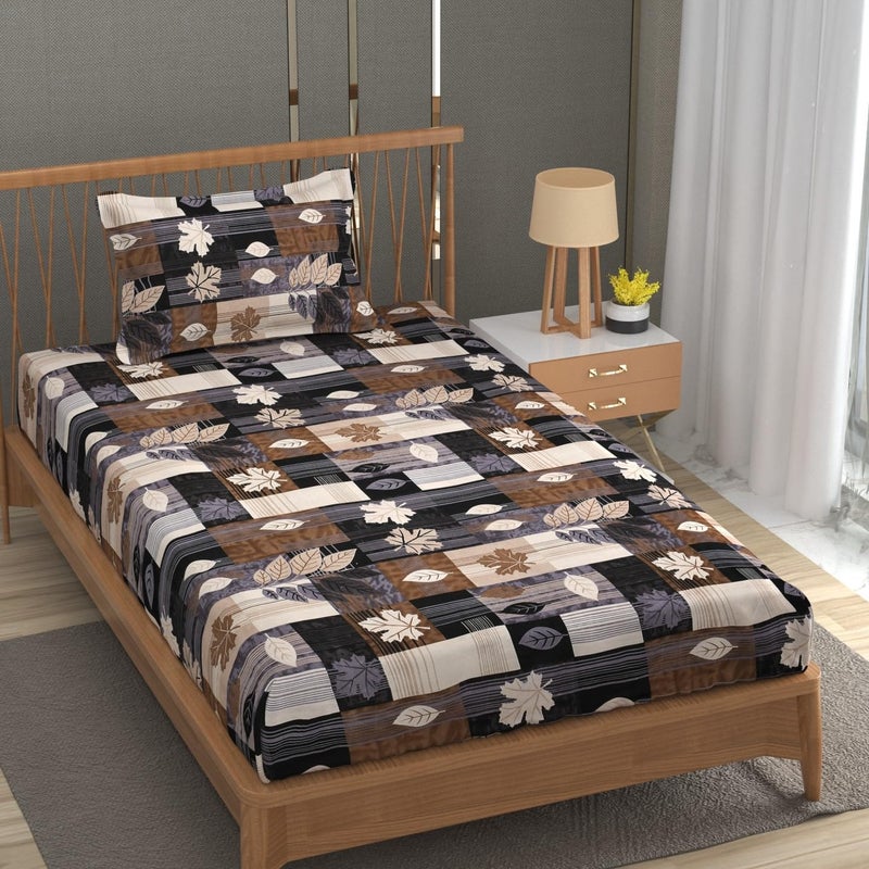 Furnofy 120 GSM Polycotton Single Bedsheet (60x90 inches) with 1 Pillow Cover - Flat, Multicolor - Image 2