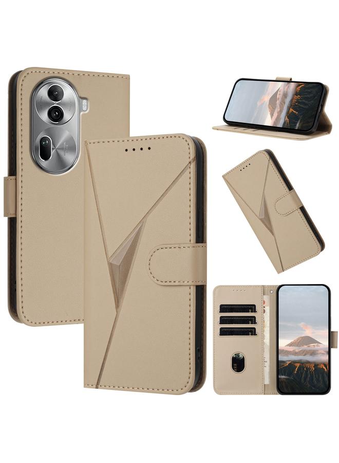 S-TOP Case For OPPO Reno11 Pro Global Triangle Pattern Buckle Clasp Leather Phone Case - Image 1