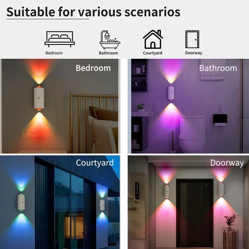 Dimmable LED Smart Lamp: 11cm*5cm*5.3cm Black, RGB Gradient 7 Customizable Colors - Motion Sensor Auto Illumination, Wireless USB Rechargeable for Hallway, Entryway, Patio, Bedroom - Image 5