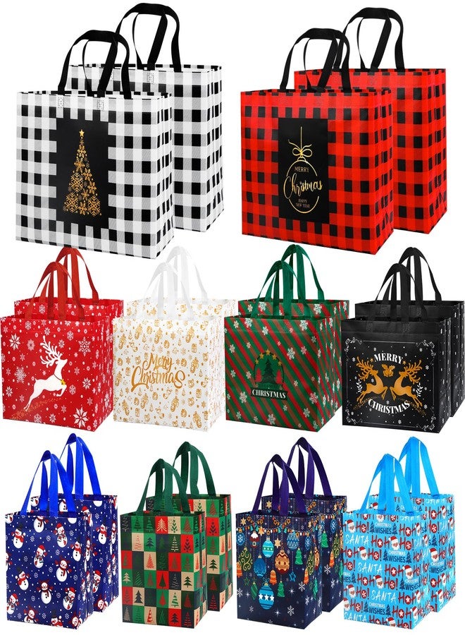 DULEFUN 20pcs Christmas Gift Tote Bags, Xmas Treat Non-Woven Bag Reusable Large Medium Small Xmas Shopping Wrapping Bags for Christmas Holiday Party Favors Supplies - Image 1