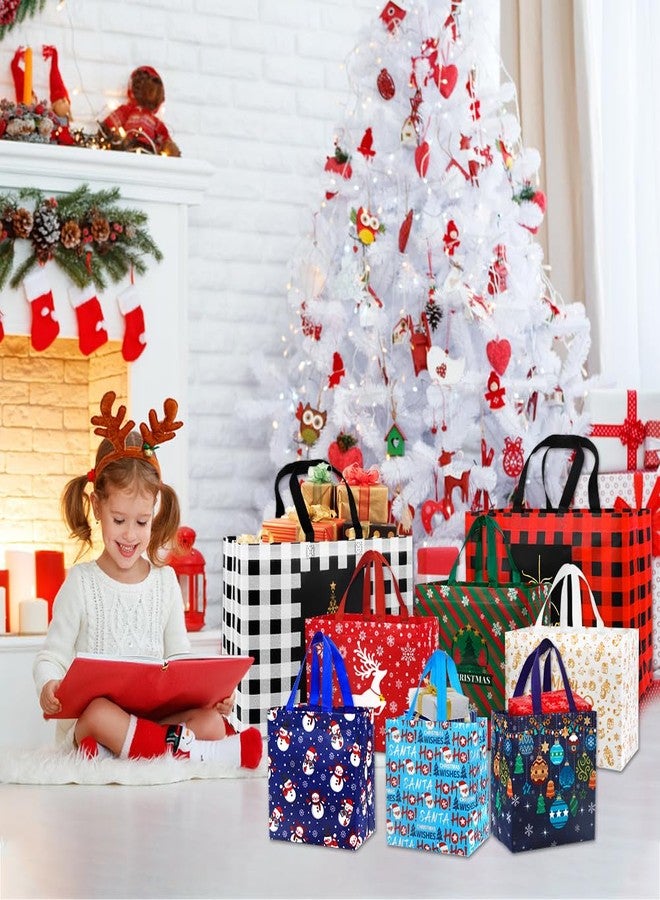 DULEFUN 20pcs Christmas Gift Tote Bags, Xmas Treat Non-Woven Bag Reusable Large Medium Small Xmas Shopping Wrapping Bags for Christmas Holiday Party Favors Supplies - Image 3