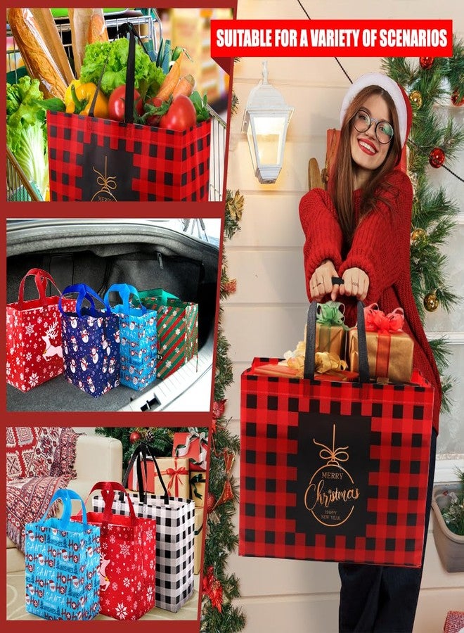 DULEFUN 20pcs Christmas Gift Tote Bags, Xmas Treat Non-Woven Bag Reusable Large Medium Small Xmas Shopping Wrapping Bags for Christmas Holiday Party Favors Supplies - Image 4