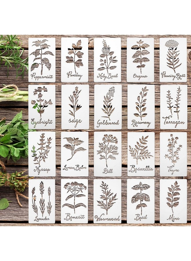 Jecery 20 Pcs Herb Stencils For Painting Reusable Kitchen Garden Stencils Plastic Plant Stencils For Crafts Painting Art Stencils For Diy Scrapbook Wall Floor Home Decor - Image 1