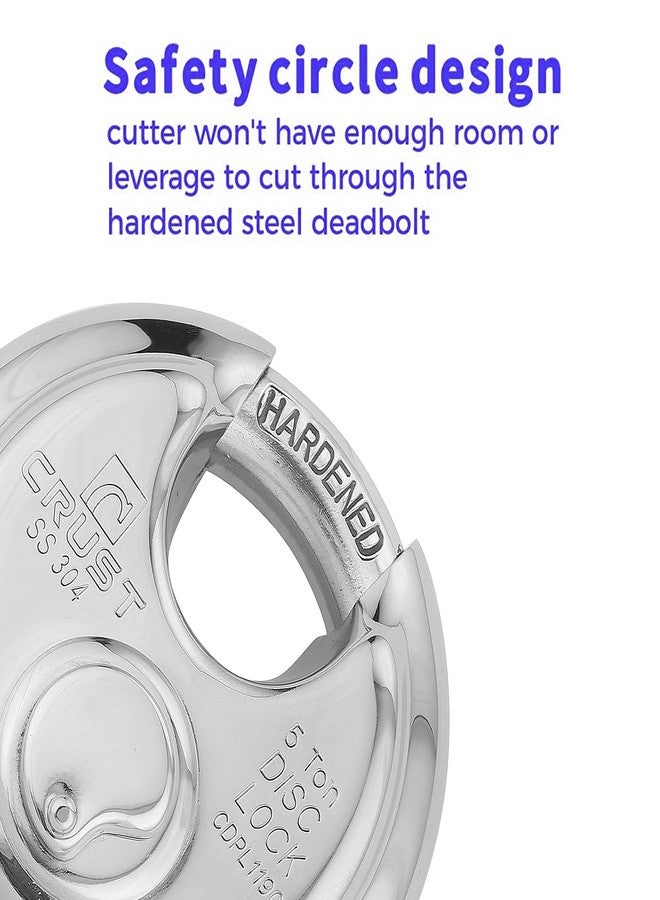 Crust Disc Pad Lock - 3 Keys (Large) 90MM Silver, Stainless Steel - Image 3