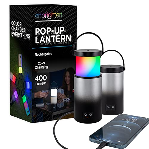 Enbrighten Mini Lantern, Rechargeable Lantern, Color Changing, LED Lamp for Bedroom, 400 Lumens, 180 Hour Runtime, Night Light, 4 Lighting Modes, Perfect for Camping, Bedroom, and More, 61744 - Image 1