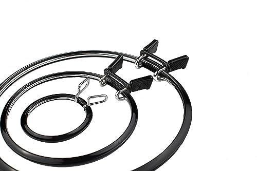 Nurge Premium Quality, Metal Spring Tension Embroidery Hoops, Cross Stich Hoop, Darning Hoops, Embroidery Tension Shed (Black, Siz Mix) - Image 1