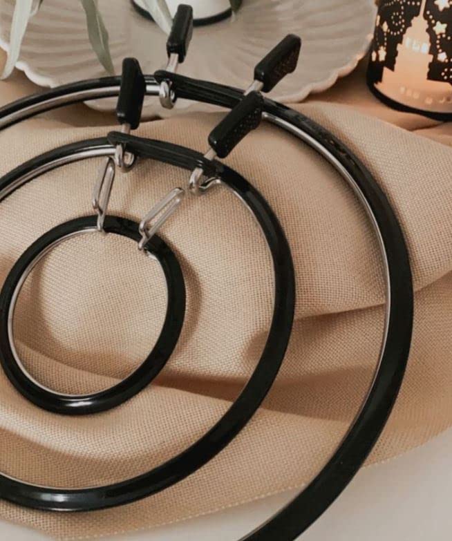 Nurge Premium Quality, Metal Spring Tension Embroidery Hoops, Cross Stich Hoop, Darning Hoops, Embroidery Tension Shed (Black, Siz Mix) - Image 3