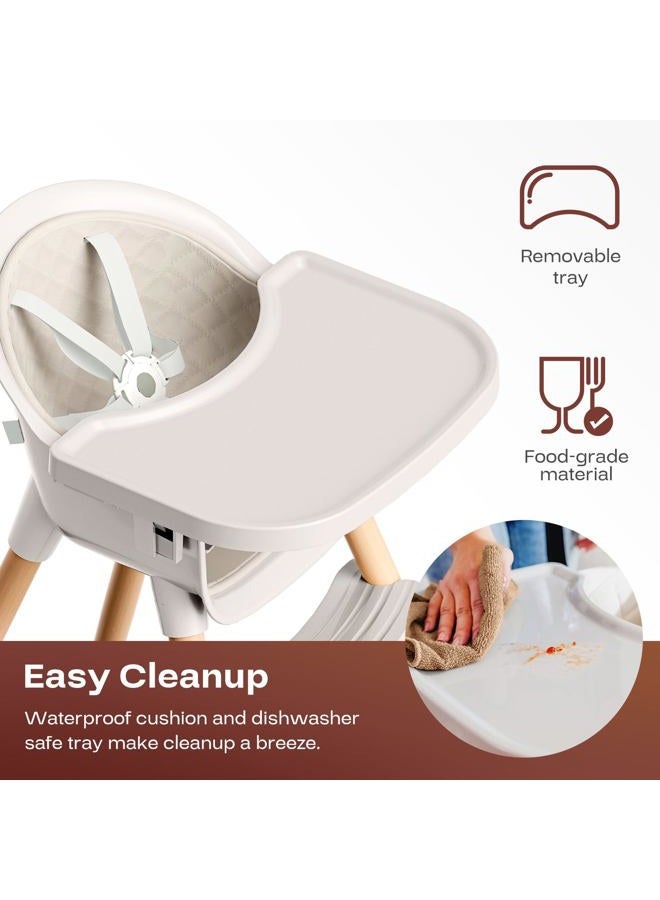 Fodoss 3-in-1 Wooden High Chair for Babies and Toddlers,Convertible Easy Clean Infant Highchair,Silla Modern Design para Comer De Bebe - Image 5