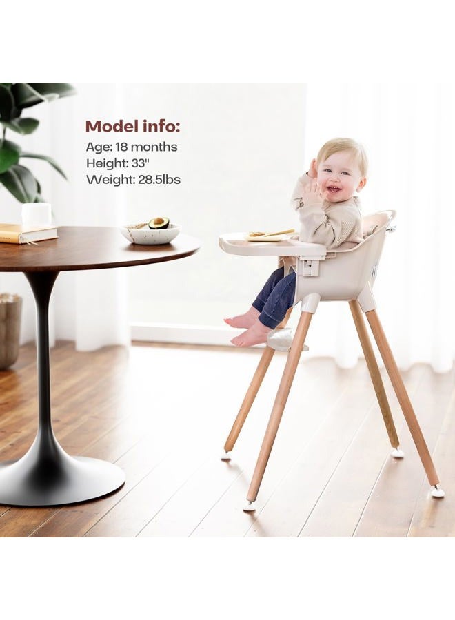 Fodoss 3-in-1 Wooden High Chair for Babies and Toddlers,Convertible Easy Clean Infant Highchair,Silla Modern Design para Comer De Bebe - Image 2
