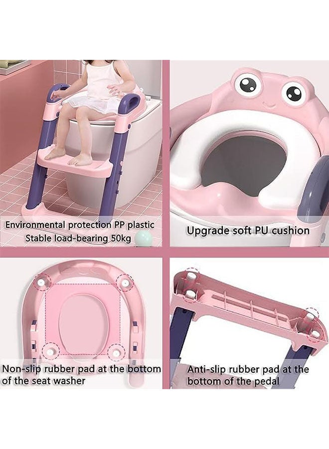 Arabest Potty Training Toilet Teat,Toddler Toilet Seat with Adjustable Step Stool Ladder,2 in 1 Foldable Kids Toilet Training Seat,Splash Guard and Anti-Slip Handles for Boys Girls - Image 5