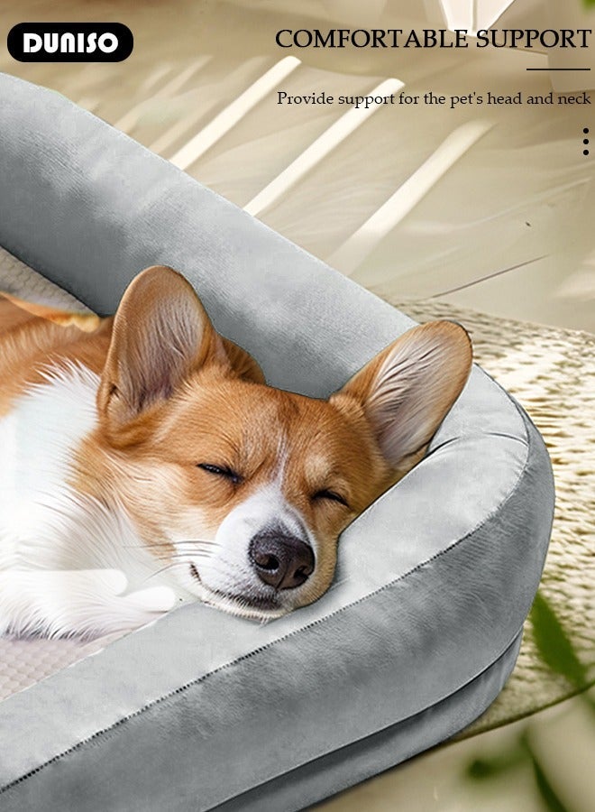 DUNISO Dog Bed Sofa with Removable Washable Cover,  L-shape Premium Waterproof Bolster Pet Couch, Easy Clearing Pet Bed for Dogs, Cats - Image 3