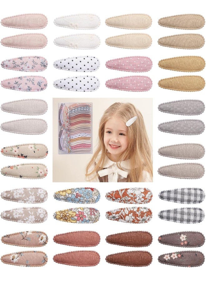 doboi 40 Pcs Floral Print 2.2 Inches Hair Clips and Bows for Baby Girls - Non-Slip Snap Barrettes and Hair Accessories - Image 1