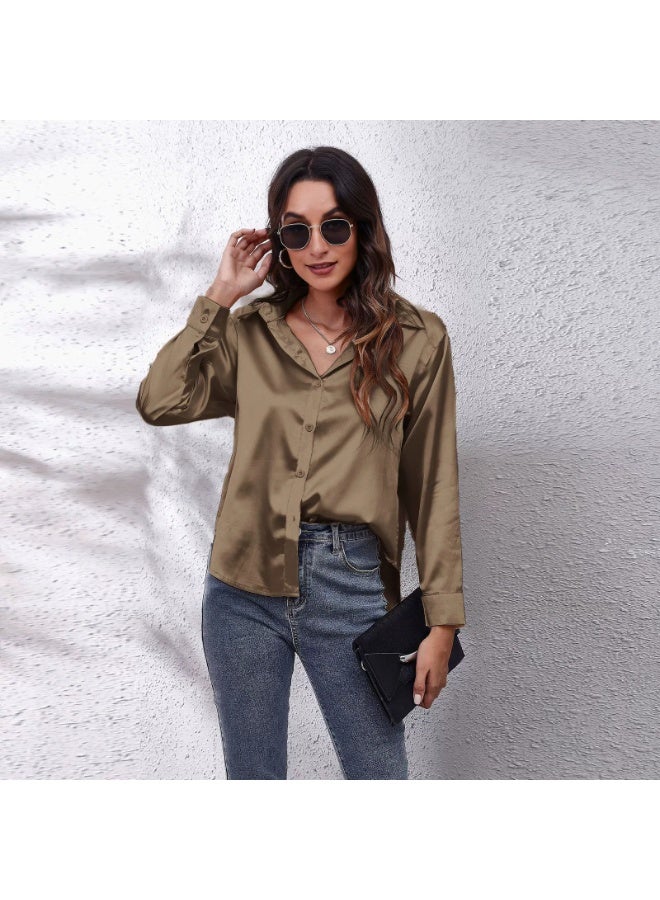 general Women's satin imitation silk long-sleeved blouse - Image 1