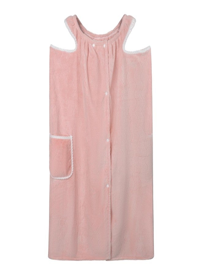 BXT منشفة استحمام قابلة للارتداء للنساء من فليس كورال ناعمة لفستان الاستحمام وتغليف الجسم في الحمام والشاطئ والسبا - Image 4