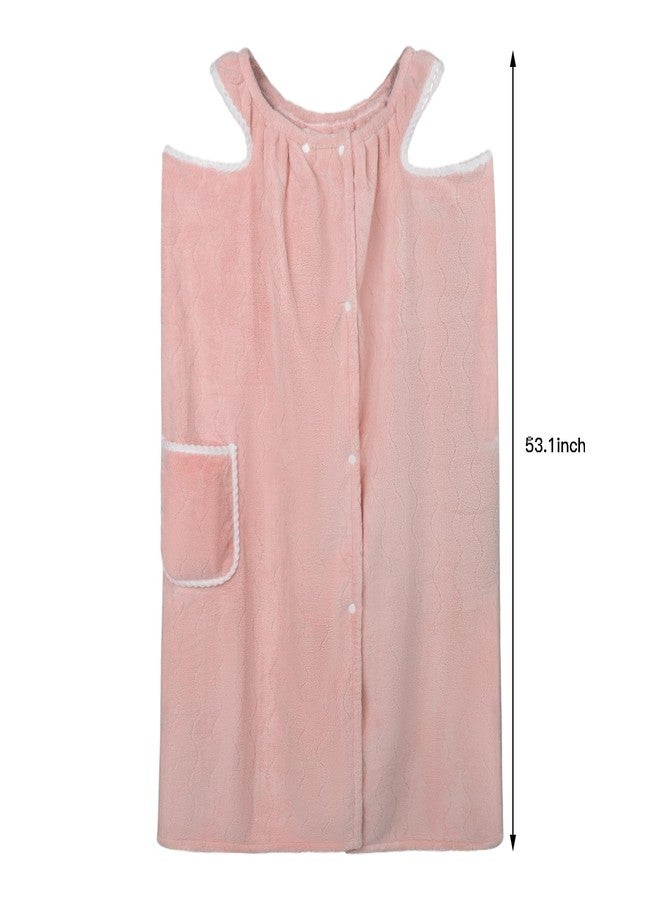 BXT منشفة استحمام قابلة للارتداء للنساء من فليس كورال ناعمة لفستان الاستحمام وتغليف الجسم في الحمام والشاطئ والسبا - Image 3