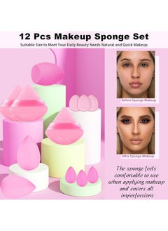 12 Pcs Makeup Sponge Set, 3 Beauty Blender Sponge, 3 Mini Makeup Sponge & 3 Triangle Puff Set, 3 Finger Puff Mini Makeup Sponges For Foundation, Liquid, Cream, Powder, Beauty Gift Set - pzsku/ZEFCE1A69924C14B7CF71Z/45/_/1733729658/6203da64-71a3-4b43-89d0-73b6605cd212