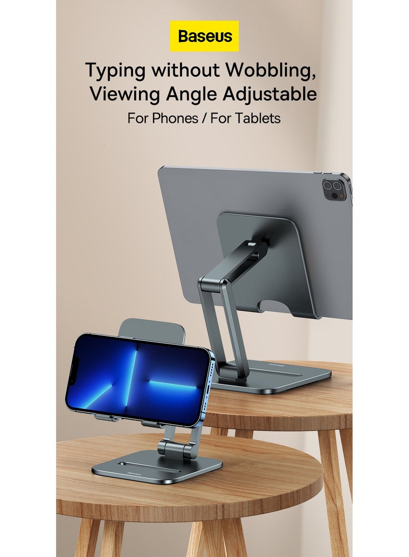 بيسوس حامل iPad معدني قابل للطي، حامل لوحي، حامل iPad حامل هاتف محمول قابل للتعديل متوافق مع iPad Pro 12.9 2022 iPad Air/iPad Mini/iPhone 15/14 Pro Max Samsung Galaxy Tab Huawei MatePad Pro - Image 2