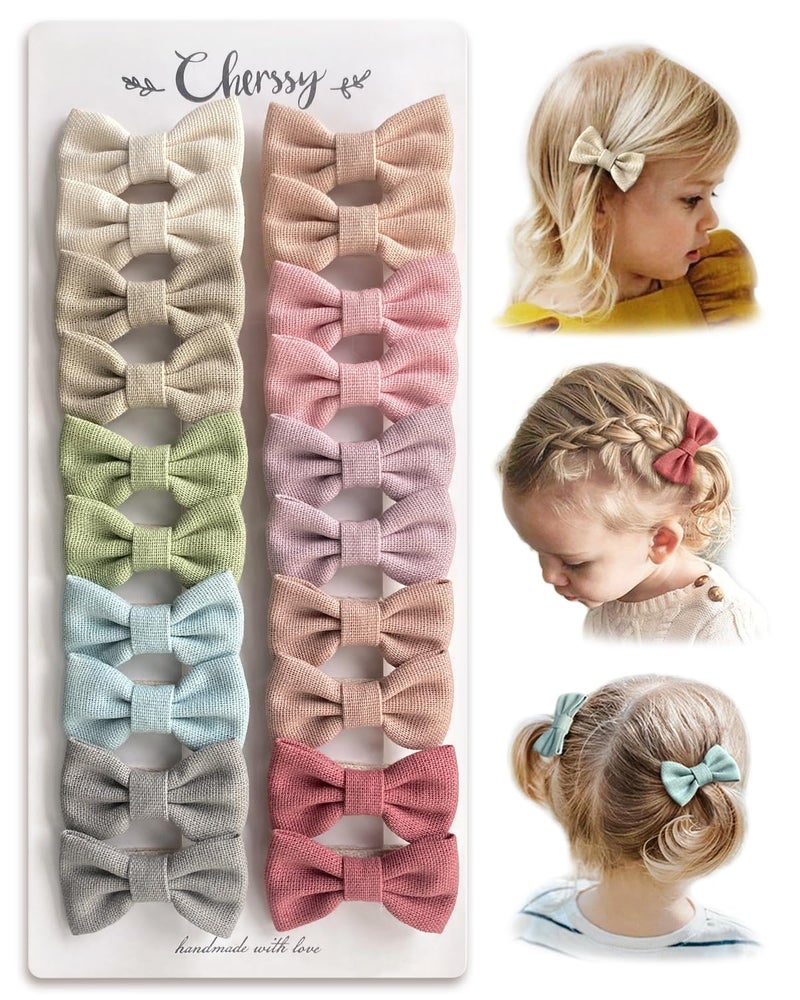 Cherssy Hair Bow Clips for Girls, 20pcs 2" Neutral Fully Lined Alligator Clips and Baby Barrettes, Non Slip Hair Accessories for Infants Toddlers School Age Girls - Image 1