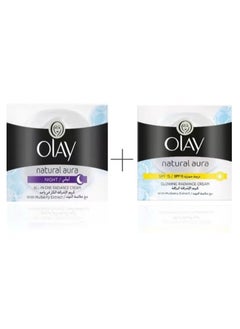 Olay The All-in-One Natch & Rall White Day & Night Cream Set to Brighten and Illuminate the Skin, made up of two pieces  - Image 1