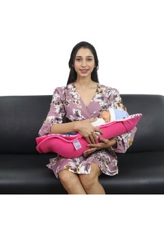 HOOPA Cotton 2-In-1 Feeding Pillow With Soft Quilt Mattress (Strawberry) | Infant Carrier | Nursing Pad  - Image 3