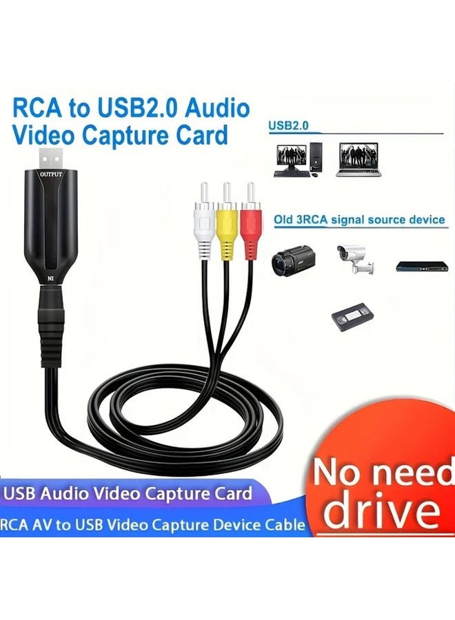 Black VHS to Digital Converter USB 2 0 RCA AV Cable for Windows Mac PC - Image 2