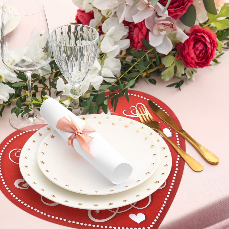 Resurhang 100 Pack Disposable Valentine's Day Paper Placemats 11 x 13 Inch Valentine Red Heart Shaped Mat Bulk Dining Hearts Place Mats for Valentine's Day Home Wedding Holiday Table Setting Decor - Image 4