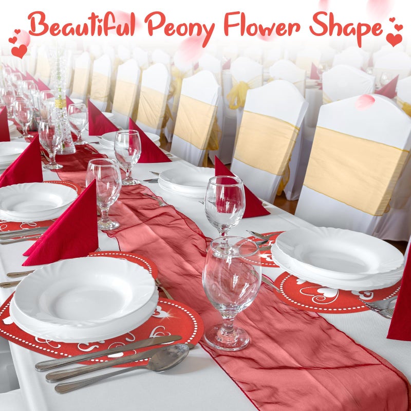 Resurhang 100 Pack Disposable Valentine's Day Paper Placemats 11 x 13 Inch Valentine Red Heart Shaped Mat Bulk Dining Hearts Place Mats for Valentine's Day Home Wedding Holiday Table Setting Decor - Image 5