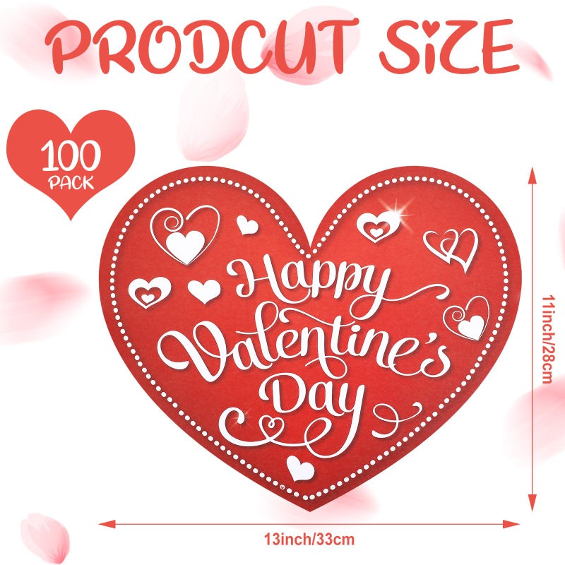 Resurhang 100 Pack Disposable Valentine's Day Paper Placemats 11 x 13 Inch Valentine Red Heart Shaped Mat Bulk Dining Hearts Place Mats for Valentine's Day Home Wedding Holiday Table Setting Decor - Image 2