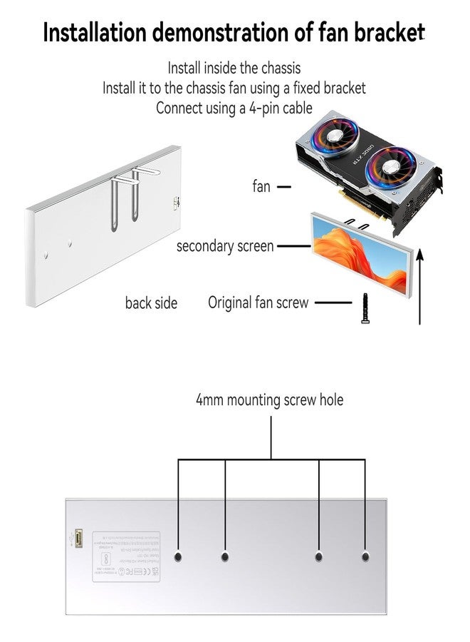 AISHICHEN 9.16" Computer Temp Monitor, FHD 1920x462 PC Sensor Panel One-Cable Connection(No HDMI Needed), Stretched Bar LCD Dynamic Theme Supported, IPS Mini Secondary Screen for CPU RAM HDD Data Aida64 (White) - Image 3