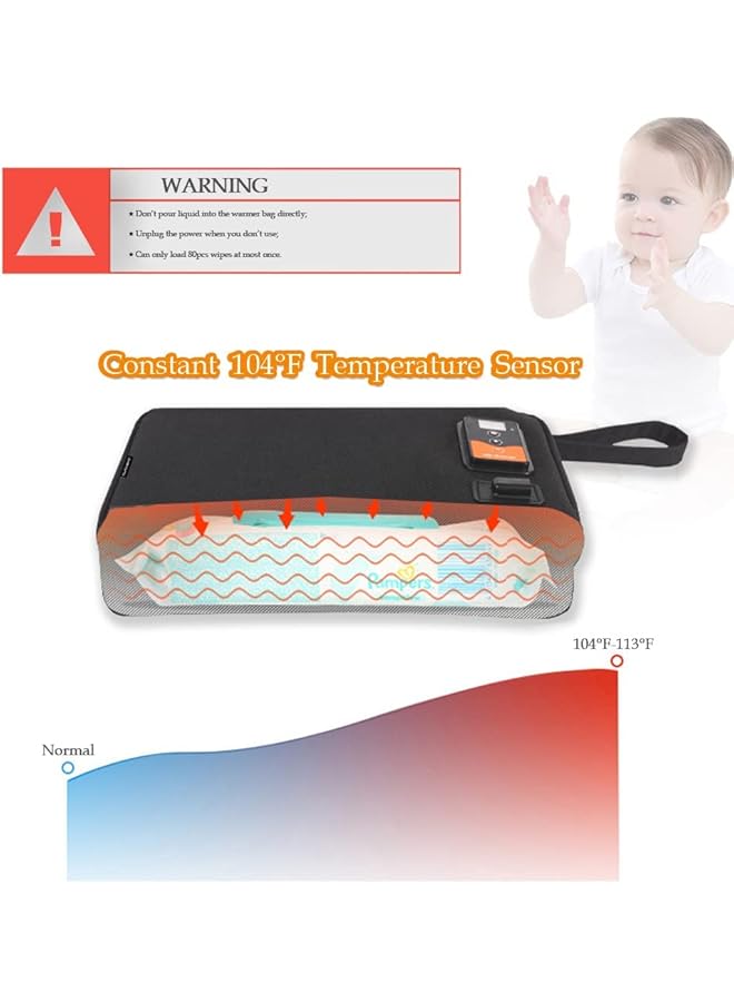 erorex Car Wipes Heater Warmer With Digital Display Screen Portable Usb Baby Wipes Thermostat Heating Bag - Image 3